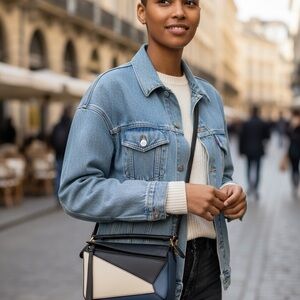 Loewe Blue, Cream and Black Mini Puzzle Bag